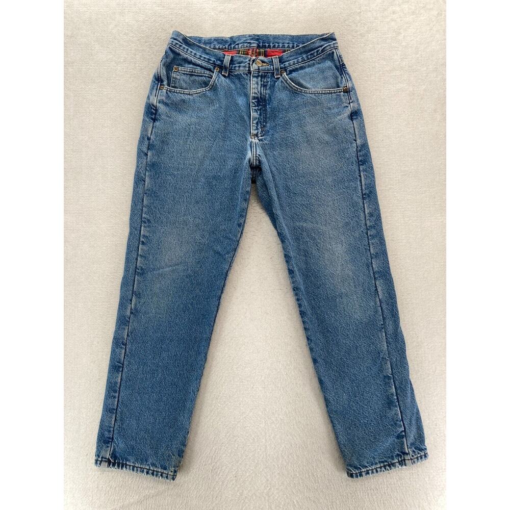 Vintage L.L. Bean Flannel Lined Jeans Women's 10 Relaxed Tapered Blue Denim Work